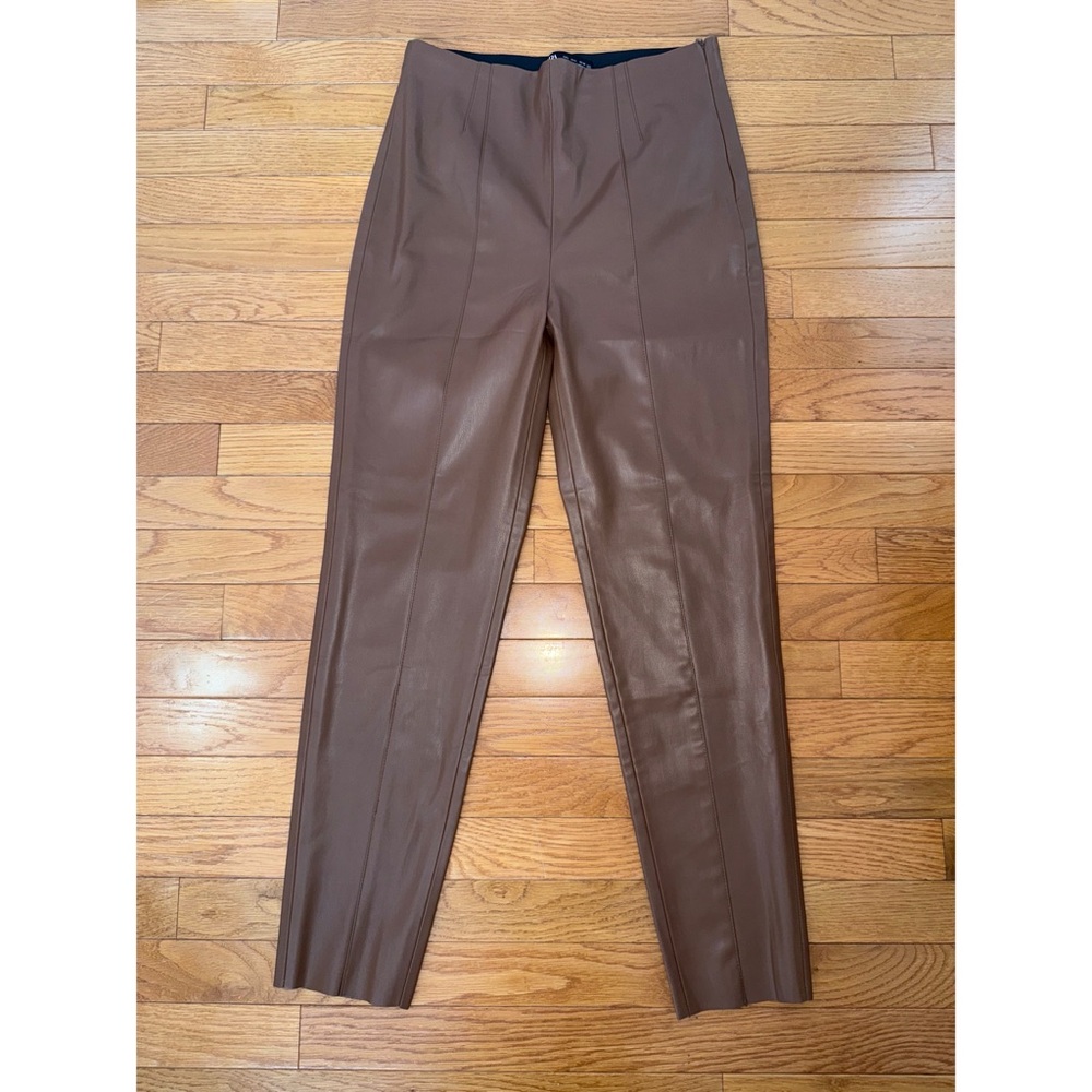 Zara Brown Faux Leather Leggings